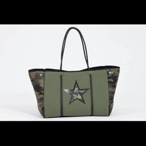 Neoprene Camouflage Large Haute Shore Bag with removable wristlet